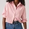 Cropped Harlie Hug Stripe Peachskin Long Sleeve Buttondown Shirt(Levis Cropped Harlie Hug Stripe Peachskin Long Sleeve Buttondown Shirt Fa25)