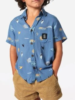 Grom Energy Short Sleeve Buttondown Shirt (Boys 2-7)(Rip Curl Grom Energy Short Sleeve Buttondown Shirt Boys 2 7 Sp25)