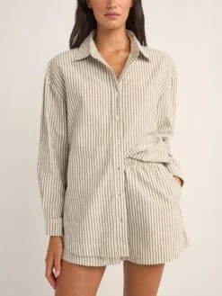 Valley Stripe Oversized Long Sleeve Buttondown Shirt(Rhythm Valley Stripe Oversized Buttondown Shirt Women Sp25)