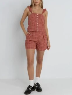 Lola Check Tank Top(Rhythm Lola Check Tank Top Women Su25) -ThinkEmpire Shop 0425W FT05 LOLACHECKCAMITOP RED2