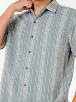 Raw Energy Stripe Short Sleeve Buttondown Shirt(Rip Curl Raw Energy Stripe Short Sleeve Buttondown Shirt Su25) -ThinkEmpire Shop 04YMSH 9755 5 5