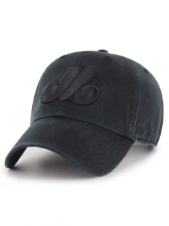 Clean Up Black On Black Montreal Expos Strapback Hat(47 Clean Up Black On Black Montreal Expos Strapback Hat Su25)