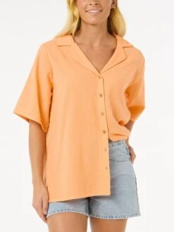 Cala Vadella Textured Short Sleeve Buttondown Shirt(Rip Curl Cala Vadella Textured Short Sleeve Buttondown Shirt Women Sp25)