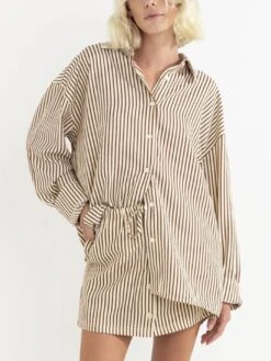 Cove Stripe Oversized Long Sleeve Buttondown Shirt(Rhythm Cove Stripe Oversized Long Sleeve Buttondown Shirt Women 2025 Fa25)