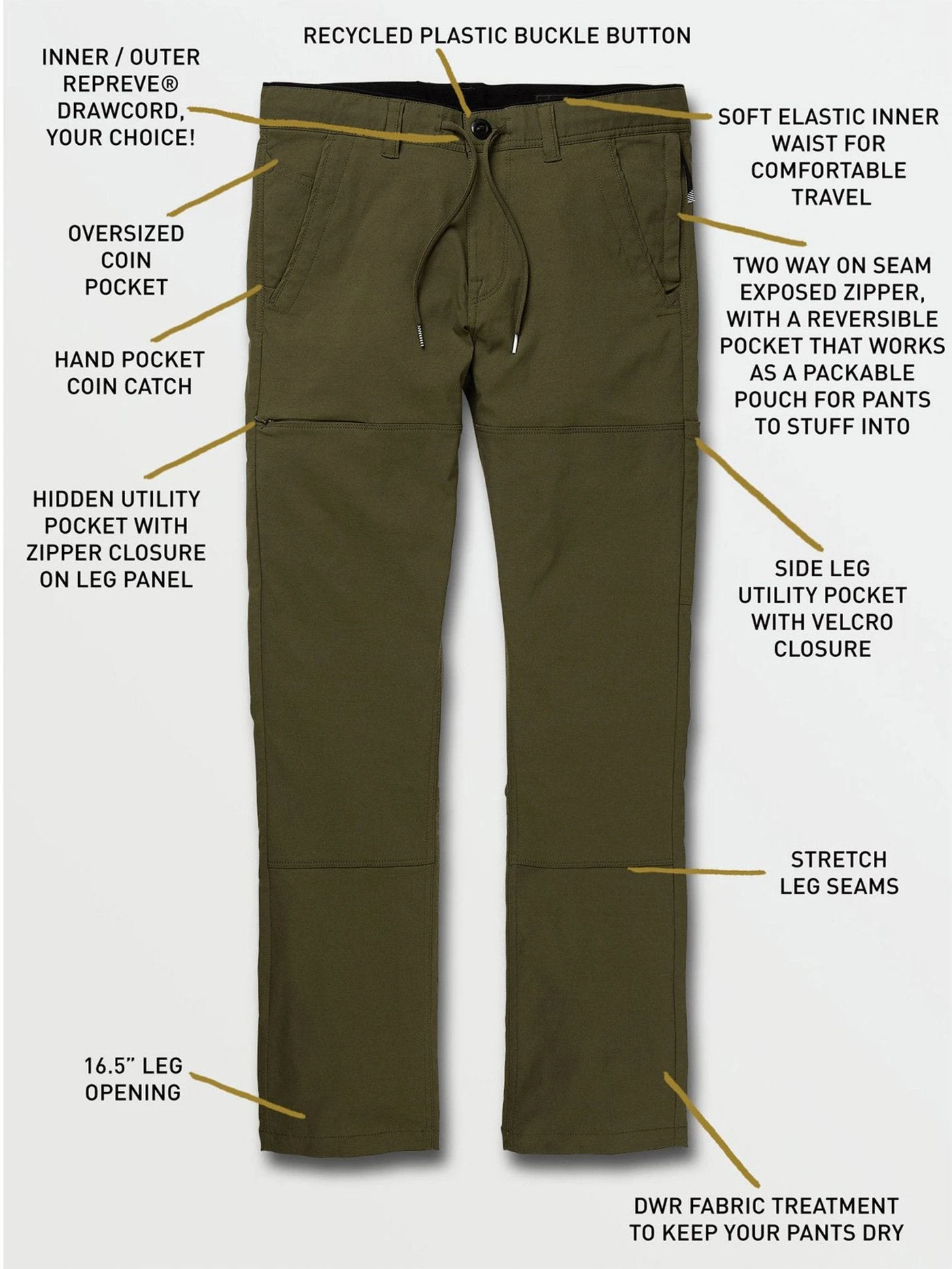 Stone Trail Master Relaxed Tapered Fit Pants(Volcom Stone Trail Master Relaxed Tapered Fit Pants Men Co) 4 Stone Trail Master Relaxed Tapered Fit Pants(Volcom Stone Trail Master Relaxed Tapered Fit Pants Men Co) - Image 4