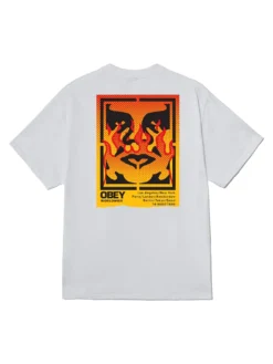 Obey Icon Stencil Flame T-Shirt(Obey Icon Stencil Flame T Shirt Sp25) -ThinkEmpire Shop 165264048 WHT 1