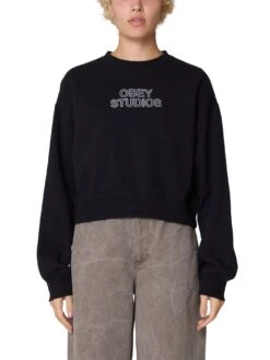 Studios Cropped Crewneck Sweatshirt(Obey Studios Cropped Crewneck Sweatshirt Women Fa25)