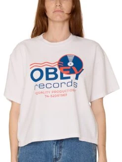 OBEY Records Sound Waves T-Shirt(Oeby Records Sound Waves T Shirt Women Sp25)