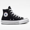 CTAS Platform Hi Black/White/Black Shoes (Kids)(Converse Ctas Platform Hi Black White Black Shoes Kids 202 Co 1)