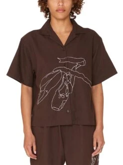 Slippers Short Sleeve Buttondown Shirt(Obey Slippers Short Sleeve Buttondown Shirt Women Sp25)