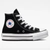 CTAS Platform Hi Black/White/Black Shoes (Kids)(Converse Ctas Platform Hi Black White Black Shoes Kids Co)