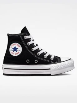 CTAS Platform Hi Black/White/Black Shoes (Kids)(Converse Ctas Platform Hi Black White Black Shoes Kids Co)