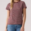 The Perfect Trudy Stripe Chocolate Truffle Cotton T-Shirt(Levis The Perfect Trudy Stripe Chocolate Truffle Cotton T Shirt Women Fa25)