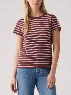 The Perfect Trudy Stripe Chocolate Truffle Cotton T-Shirt(Levis The Perfect Trudy Stripe Chocolate Truffle Cotton T Shirt Women Fa25)