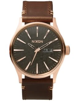 Sentry Leather Rose Gold/Gunmetal/Brown Watch(Nixon Sentry Leather Rose Gold Gunmetal Brown Watch 2024)