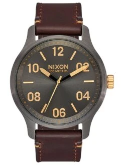 Patrol Leather Gunmetal/Gold Watch(Nixon Patrol Leather Gunmetal Gold Watch 2024)
