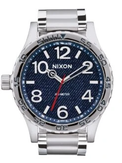 The 51-30 Silver/Denim Watch(Nixon The 51 30 Silver Denim Watch 2024)