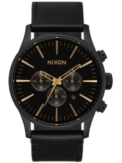 Sentry Chrono Leather Matte Black/Gold/Black Watch(Nixon Sentry Chrono Leather Matte Black Gold Black Watch 2025)