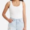Essential Rib White Tank Top(Levis Essential Rib White Tank Top Women Sp25)