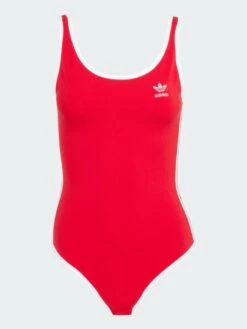 3S Better Scarlet Bodysuit(Adidas 3s Better Scarlet Bodysuit Women Sp25) -ThinkEmpire Shop Adicolor 3 Stripes Bodysuit Red3