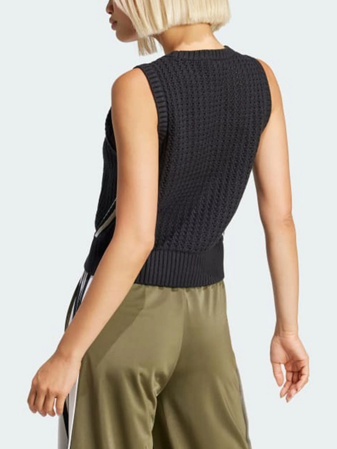 Knitted Vest Black Tank Top(Adidas Knitted Vest Black Women Sp25) 2 Knitted Vest Black Tank Top(Adidas Knitted Vest Black Women Sp25) - Image 2