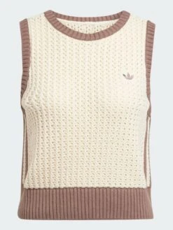 Knitted Vest Wonder White Tank Top(Adidas Knitted Vest Wonder White Tank Top Women Sp25) -ThinkEmpire Shop Adicolor Knitted Vest White JD093