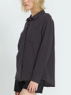 Lil Long Sleeve Buttondown Shirt(Volcom Lil Long Sleeve Buttondown Shirt Women Sp25) -ThinkEmpire Shop B0512500 VBK OM S