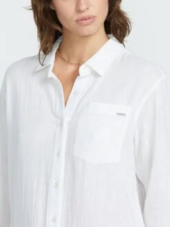 Lil Long Sleeve Buttondown Shirt(Volcom Lil Long Sleeve Buttondown Shirt Women Sp25) -ThinkEmpire Shop B0512500 WHT OM 1