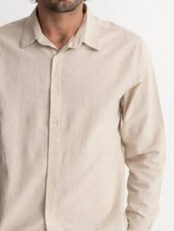 Classic Linen Long Sleeve Buttondown Shirt(Rhythm Clasic Linen Long Sleeve Buttondown Shirt Sp25) -ThinkEmpire Shop CL21M WT01 CLASSIC LINEN LS SHIR2