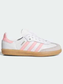 Samba OG White/Semi Pink Spark/Gum3 Shoes (Little Kids)(Adidas Samba Og White Semi Pink Spark Gum3 Shoes Little Kids Sp25)