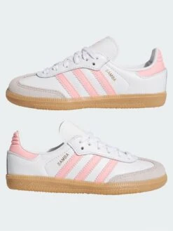 Samba OG White/Semi Pink Spark/Gum3 Shoes (Little Kids)(Adidas Samba Og White Semi Pink Spark Gum3 Shoes Little Kids Sp25) -ThinkEmpire Shop Chaussure Samba OG Enfants blanc6