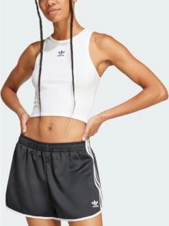 Trefoil Essential Rib White Tank Top(Adidas Trefoil Essential Rib White Tank Top Women Sp25)