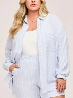 Portia Long Sleeve Buttondown Shirt(Gentle Fawn Portia Long Sleeve Buttondown Shirt Women Sp25) -ThinkEmpire Shop GF2503 2823 SKY STRIPE 1 8f63e92