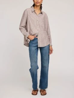 Arabella Long Sleeve Buttondown Shirt(Gentle Fawn Arabella Long Sleeve Buttondown Shirt Women Fa25) -ThinkEmpire Shop GF2507 2906 MERLOT STRIPE 1 b930
