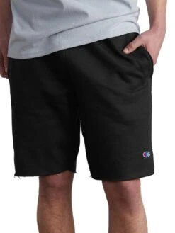 Reverse Weave Cut Off C Log Patch Shorts(Champion Reverse Weave Cut Off C Log Patch Short Co) -ThinkEmpire Shop HNS 89597 Black Front