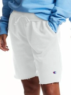 Reverse Weave Cut Off C Log Patch Shorts(Champion Reverse Weave Cut Off C Log Patch Short Co) -ThinkEmpire Shop HNS 89597 White Coed2