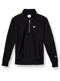 Reverse Weave C Logo 1/4 Zip Sweatshirt(Champion Reverse Weave 1 4 Zip C Logo Sweatshirt Co) -ThinkEmpire Shop HNS S6873549967 Black Front