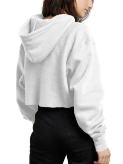Cropped Reverse Weave Emb C Logo Hoodie(Champion Cropped Reverse Weave Emb C Logo Hoodie Women Co) -ThinkEmpire Shop HNS WL659549302 SilverGrey Back