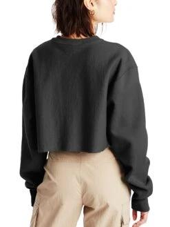 Reverse Weave Emb C Logo Crop Crewneck Sweatshirt(Champion Reverse Weave Emb C Logo Crop Crewneck Sweatshirt Women Co) -ThinkEmpire Shop HNS WL827549302 Black Back
