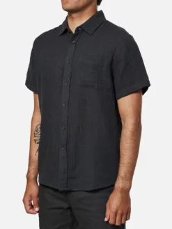Alan Solid Short Sleeve Buttondown Shirt(Katin Alan Solid Short Sleeve Buttondown Shirt Sp25) -ThinkEmpire Shop KATIN ALAN SOLID SHIRT BLACK WAS2