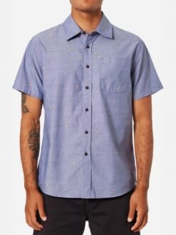 Chroma Short Sleeve Buttondown Shirt(Katin Chroma Short Sleeve Buttondown Shirt Su25) -ThinkEmpire Shop KATIN CHROMA SHIRT WASHED BLUE 1