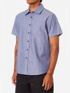 Chroma Short Sleeve Buttondown Shirt(Katin Chroma Short Sleeve Buttondown Shirt Su25) -ThinkEmpire Shop KATIN CHROMA SHIRT WASHED BLUE 2