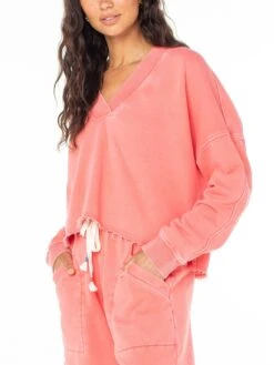 Lowland V-Neck Sugar Coral Solid Sweater(Roxy Lowland V Neck Sugar Coral Solid Sweater Women Sp25) -ThinkEmpire Shop RF71469AB300 MSE A 3