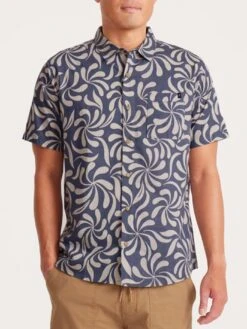 Journey Abstract Swirl Slate Short Sleeve Buttondown Shirt(Roark Journey Abstract Swirl Slate Short Sleeve Buttondown Shirt Sp25)