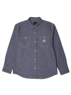 Total Eclipse Chambray Long Sleeve Buttondown Shirt(Huf Total Eclipse Chambray Long Sleeve Buttondown Shirt Sp25) -ThinkEmpire Shop TOTAL ECLIPSE CHAMBRAY SHIRT BLA