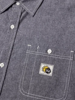Total Eclipse Chambray Long Sleeve Buttondown Shirt(Huf Total Eclipse Chambray Long Sleeve Buttondown Shirt Sp25) -ThinkEmpire Shop TOTAL ECLIPSE CHAMBRAY SHIRT BLA2