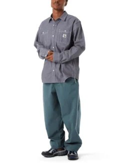 Total Eclipse Chambray Long Sleeve Buttondown Shirt(Huf Total Eclipse Chambray Long Sleeve Buttondown Shirt Sp25) -ThinkEmpire Shop TOTAL ECLIPSE CHAMBRAY SHIRT BLA5