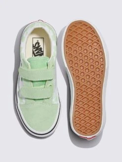 Old Skool V Color Theory Checkerboard Pistachio Green Shoes (Kids)(Vans Old Skool V Color Theory Checkerboard Pistachio Green Kids Shoes Sp25) -ThinkEmpire Shop VN000CYA E2Y ALT2