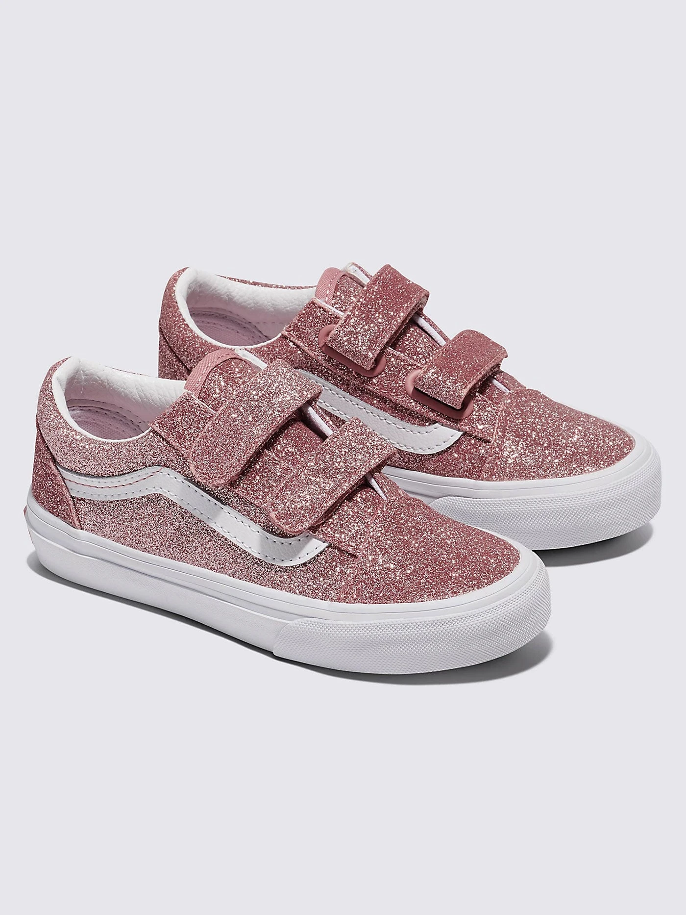 Old Skool V Glitter Rose Gold Shoes (Kids)(Vans Old Skool V Glitter Rose Gold Kids Shoes Ho24) 2 Old Skool V Glitter Rose Gold Shoes (Kids)(Vans Old Skool V Glitter Rose Gold Kids Shoes Ho24) - Image 2