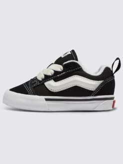Knu Skool Elastic Lace Black/True White Shoes (Little Kids)(Vans Knu Skool Elastic Lace Black True White Shoes Little Kids Sp25)